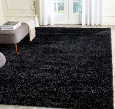 Modern Black Shaggy Hall Rug
